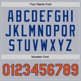 Custom Gray Orange-Royal Bomber Full-Snap Varsity Faux Leather Letterman Jacket