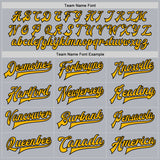 Custom Gray Gold-Black Bomber Full-Snap Varsity Faux Leather Letterman Jacket