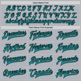 Custom Gray Teal-Black Bomber Full-Snap Varsity Faux Leather Letterman Jacket