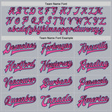 Custom Gray Light Blue Pink-Black Bomber Full-Snap Varsity Faux Leather Letterman Jacket