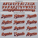 Custom Gray Navy-Orange Bomber Full-Snap Varsity Faux Leather Letterman Jacket