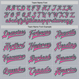 Custom Gray Pink-Kelly Green Bomber Full-Snap Varsity Faux Leather Letterman Jacket