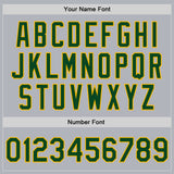 Custom Gray Green-Gold Bomber Full-Snap Varsity Faux Leather Letterman Jacket