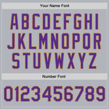 Custom Gray Purple-Old Gold Bomber Full-Snap Varsity Faux Leather Letterman Jacket