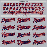 Custom Gray Navy-Red Bomber Full-Snap Varsity Faux Leather Letterman Jacket