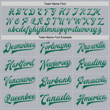 Custom Gray Kelly Green-Red Bomber Full-Snap Varsity Faux Leather Letterman Jacket