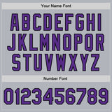 Custom Gray Purple-Black Bomber Full-Snap Varsity Faux Leather Letterman Jacket