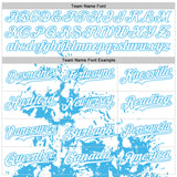 Custom White Sky Blue Black-Pink Splash Art 3D Pattern Design Bomber Full-Snap Varsity Letterman Hoodie Jacket