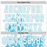 Custom White Sky Blue Black-Pink Splash Art 3D Pattern Design Bomber Full-Snap Varsity Letterman Hoodie Jacket