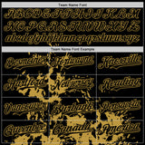Custom Black Old Gold Splash Art 3D Pattern Design Bomber Full-Snap Varsity Letterman Hoodie Jacket