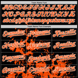 Custom Black Orange-White Splash Art 3D Pattern Design Bomber Full-Snap Varsity Letterman Hoodie Jacket