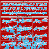 Custom Red White Sky Blue Black-Pink Splash Art 3D Pattern Design Bomber Full-Snap Varsity Letterman Hoodie Jacket