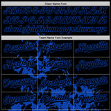 Custom Black White-Thunder Blue Splash Art 3D Pattern Design Bomber Full-Snap Varsity Letterman Hoodie Jacket