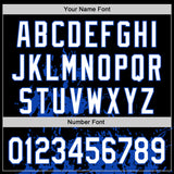 Custom Black White-Thunder Blue Splash Art 3D Pattern Design Bomber Full-Snap Varsity Letterman Hoodie Jacket