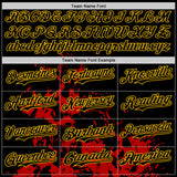 Custom Black Red-Yellow Splash Art 3D Pattern Design Bomber Full-Snap Varsity Letterman Hoodie Jacket