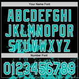 Custom Black Aqua-White Splash Art 3D Pattern Design Bomber Full-Snap Varsity Letterman Hoodie Jacket