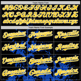 Custom Black White Thunder Blue Yellow-Royal Splash Art 3D Pattern Design Bomber Full-Snap Varsity Letterman Hoodie Jacket
