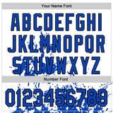 Custom White Thunder Blue-Black Splash Art 3D Pattern Design Bomber Full-Snap Varsity Letterman Hoodie Jacket