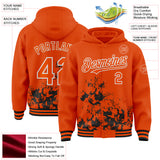 Custom Orange Black-White Splash Art 3D Pattern Design Bomber Full-Snap Varsity Letterman Hoodie Jacket