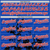Custom Thunder Blue White Black-Red Splash Art 3D Pattern Design Bomber Full-Snap Varsity Letterman Hoodie Jacket