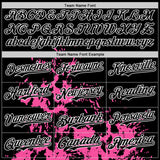 Custom Black Pink-White Splash Art 3D Pattern Design Bomber Full-Snap Varsity Letterman Hoodie Jacket