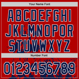 Custom Red Navy-White Splash Art 3D Pattern Design Bomber Full-Snap Varsity Letterman Hoodie Jacket