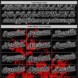 Custom Black Red-White Splash Art 3D Pattern Design Bomber Full-Snap Varsity Letterman Hoodie Jacket