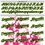 Custom White Neon Green Hot Pink-Black Splash Art 3D Pattern Design Bomber Full-Snap Varsity Letterman Hoodie Jacket