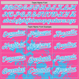 Custom Pink Sky Blue Black-White Splash Art 3D Pattern Design Bomber Full-Snap Varsity Letterman Hoodie Jacket