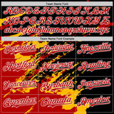 Custom Black Red Gold-White Splash Art 3D Pattern Design Bomber Full-Snap Varsity Letterman Hoodie Jacket