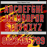Custom Black Red Gold-White Splash Art 3D Pattern Design Bomber Full-Snap Varsity Letterman Hoodie Jacket