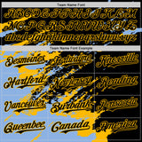 Custom Black Light Blue-Gold Splash Art 3D Pattern Design Bomber Full-Snap Varsity Letterman Hoodie Jacket