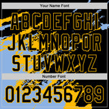 Custom Black Light Blue-Gold Splash Art 3D Pattern Design Bomber Full-Snap Varsity Letterman Hoodie Jacket