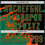 Custom Black Kelly Green-Orange Splash Art 3D Pattern Design Bomber Full-Snap Varsity Letterman Hoodie Jacket