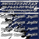 Custom Royal White-Black Splash Art 3D Pattern Design Bomber Full-Snap Varsity Letterman Hoodie Jacket