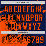 Custom Royal Orange-Black Splash Art 3D Pattern Design Bomber Full-Snap Varsity Letterman Hoodie Jacket