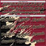 Custom Crimson Black-Cream Splash Art 3D Pattern Design Bomber Full-Snap Varsity Letterman Hoodie Jacket