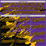 Custom Purple Black-Gold Splash Art 3D Pattern Design Bomber Full-Snap Varsity Letterman Hoodie Jacket
