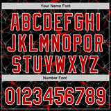 Custom Black Red-White Abstract Network 3D Pattern Design Bomber Full-Snap Varsity Letterman Hoodie Jacket