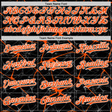 Custom Black Orange-White Abstract Network 3D Pattern Design Bomber Full-Snap Varsity Letterman Hoodie Jacket