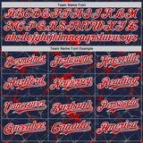 Custom Navy Red-White Abstract Network 3D Pattern Design Bomber Full-Snap Varsity Letterman Hoodie Jacket