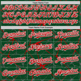 Custom Green Red-White Abstract Network 3D Pattern Design Bomber Full-Snap Varsity Letterman Hoodie Jacket