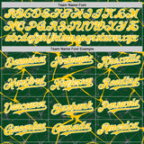 Custom Green Yellow-White Abstract Network 3D Pattern Design Bomber Full-Snap Varsity Letterman Hoodie Jacket