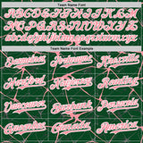 Custom Green Medium Pink-White Abstract Network 3D Pattern Design Bomber Full-Snap Varsity Letterman Hoodie Jacket
