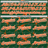 Custom Green Orange-White Abstract Network 3D Pattern Design Bomber Full-Snap Varsity Letterman Hoodie Jacket