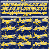Custom Royal Yellow-White Abstract Network 3D Pattern Design Bomber Full-Snap Varsity Letterman Hoodie Jacket