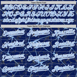 Custom Royal Light Blue-White Abstract Network 3D Pattern Design Bomber Full-Snap Varsity Letterman Hoodie Jacket