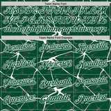 Custom Kelly Green White Abstract Network 3D Pattern Design Bomber Full-Snap Varsity Letterman Hoodie Jacket