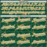 Custom Kelly Green Old Gold-White Abstract Network 3D Pattern Design Bomber Full-Snap Varsity Letterman Hoodie Jacket