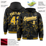 Custom Black Gold Royal-White Fragment 3D Pattern Design Bomber Full-Snap Varsity Letterman Hoodie Jacket